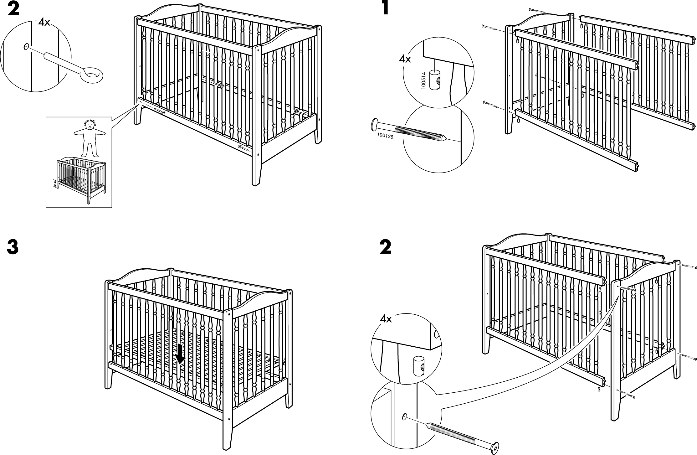 instruction guide for assembling cribs